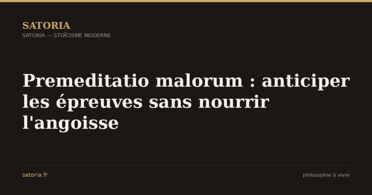 Premeditatio malorum : anticiper les épreuves sans nourrir l'angoisse